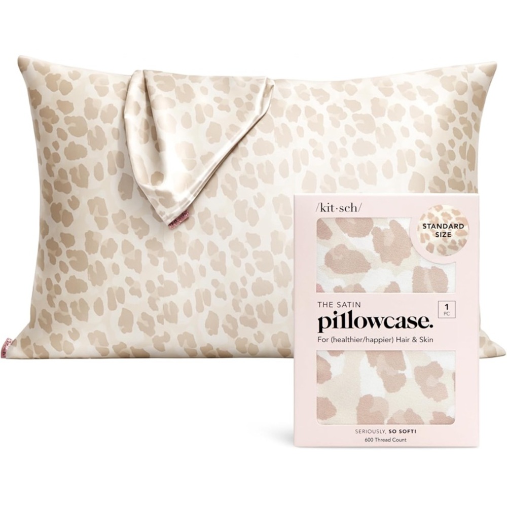 Kitsch Satin Pillowcase with Zipper for Hair & Skin Standard Size 19x26 Leopard
